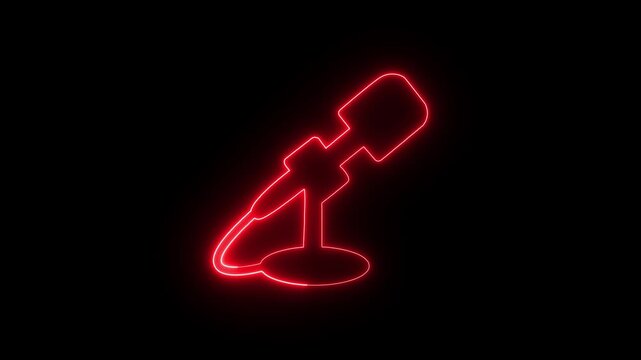 Microphone icon glowing neon effect icon. on black background