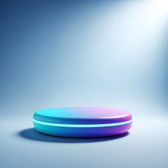 Glowing macaron with neon accents on a gradient background