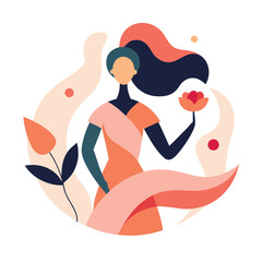 Minimal Flat Vector Illustration of an Abstract Female Figure Representing Modern Femininity and Style