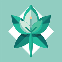 Teal and White Lily Flower Flat Vector Illustration Symbolizing Purity Elegance and Awareness