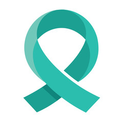 Abstract Teal Ribbon Minimalist Design for Women's Health Awareness and Medical Support Campaigns