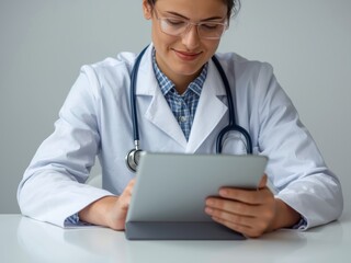 Doctor reviewing digital records