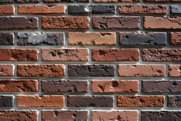 A seamless brick and mortar textured outdoor urban industrial natural background with a variety of earth tones. Use: home decor, architectural.