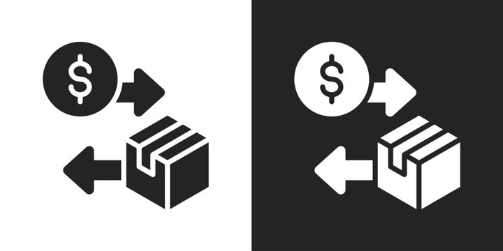product return Icon In Black And White Glyph Style
