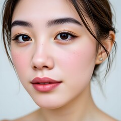 Close-Up Portrait of a Young Woman Showcasing Natural Beauty and Elegant Features