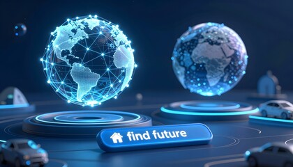 Futuristic Digital Globe Visualization Representing Networks and Communication Technology