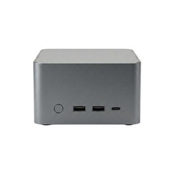 Grey mini PC with USB and Type-C front ports