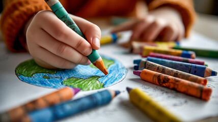 Child's art depicts a vibrant world, blending creativity and youthful vision, inspiring hope for a brighter, more colorful future.