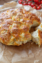Party bread with herb butter and cheese topping