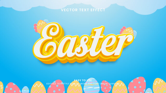 easter editable text effect 3d vector