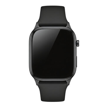 Modern black smartwatch with blank display and silicone strap