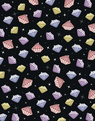 Colorful gemstone pattern on dark background