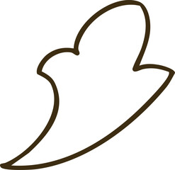 Abstract Swirl Shape Brown Outline Decorative Element on White Background