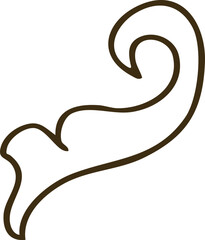 Elegant Swirl Motif Brown Outline Decorative Element Isolated on White Background