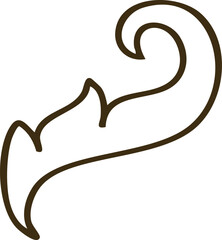 Ornate Swirl Decorative Element Brown Line Art Isolated White Background