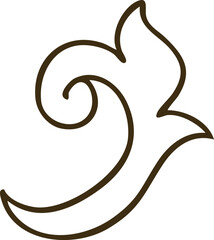 Decorative Swirl Ornament Brown Outline Isolated On White Background Simple Elegant Design