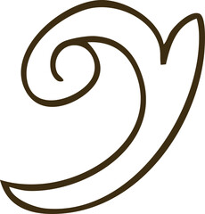 Elegant Brown Swirl Ornament Isolated On White Background Simple Decorative Element