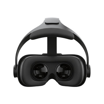 Modern virtual reality headset front view on gray background