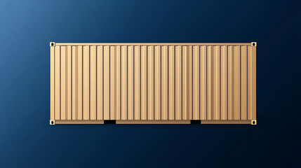 Streamlined image of a cargo container. Neutral background. The container itself is beige/tan, with a ridged texture created by vertical lines. Simplicity in form and color dominate the composition.