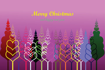 The image features colorful, tree-shaped objects that evoke a festive atmosphere. It conveys a Merry Christmas message, enhanced by its vibrant hues and artistic design. The tags highlight the tree.