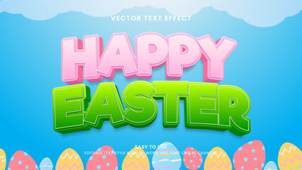 happy easter editable text effect 3d vector