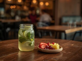 Refreshing lemonade with fresh fruits