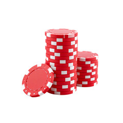 Fototapeta na wymiar Stacks of Red Poker Chips at a Gaming Table Ready for Play in a Casino Setting During the Evening Hours