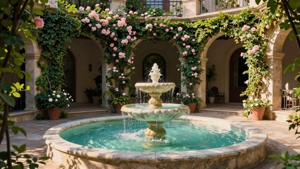 Tranquil Garden with Fountain Oasis