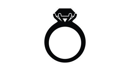 A striking black and white image of a diamond ring beautifully showcasing its elegant design silhouette