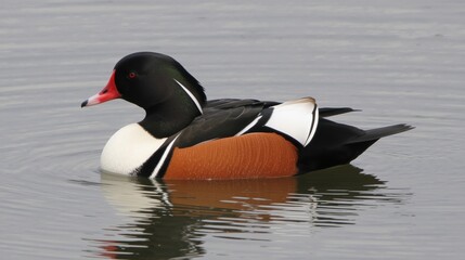 Black-headed duck floating on calm water