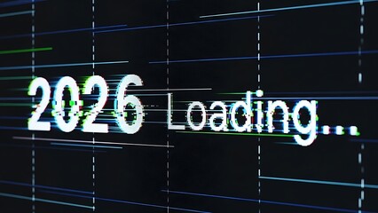 2026 Loading screen with digital glitch effects