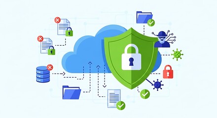 Cloud computing security shield concept.