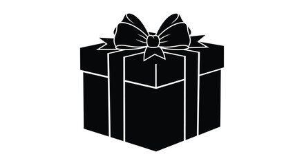 A beautifully wrapped gift box with a large decorative bow presented in a striking silhouette