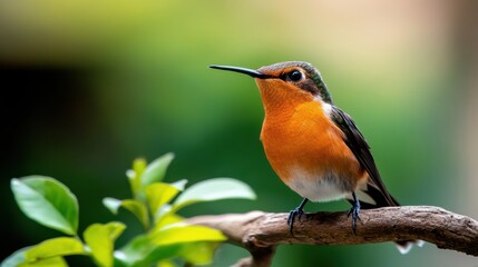 Obraz premium Colorful hummingbird perched gracefully among vibrant foliage