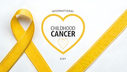 Childhood Cancer Day A yellow ribbon and heart symbolize International Childhood Cancer Day