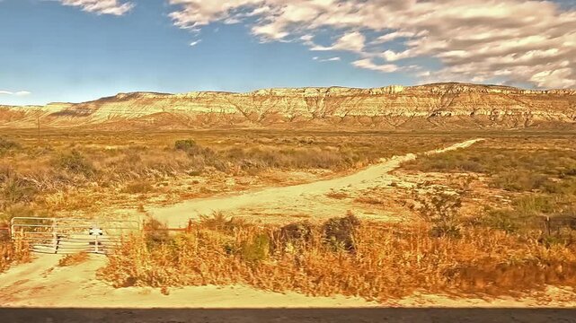 Sanderson Countryside.  The view from a train as it passes through countryside close to Sanderson.  Sanderson is a small town in the county seat of Terell County, Texas.