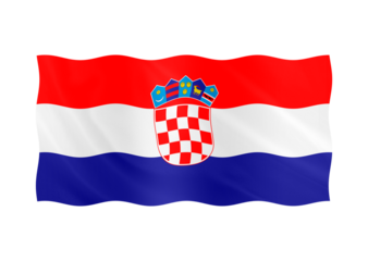 Digital composite. ..Flag of Croatia waving with a fabric overlay. ..Croatian..PNG file