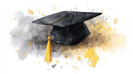 Celebrate your academic achievements with this vibrant watercolor art featuring a graduation cap. A symbol of hard work and success! #graduation #watercolor #art