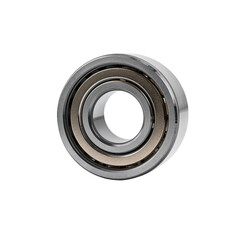 Metal Bearing With Smooth Surface and Circular Shape on White Background