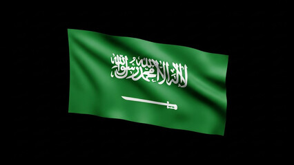 Naklejka premium The flag of Saudi Arabia waving against a black background