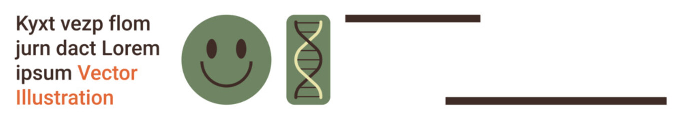 Fototapeta premium Genetics, biology research, healthcare, DNA data analysis, education, and science communication. Green happy face next to a DNA structure. Genetics and biology research concept