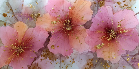 Abstract watercolor painting with soft pink and white clouds and brushstrokes creating a dreamy texture