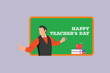  Teacher day Concept. Colored flat vector illustration isolated