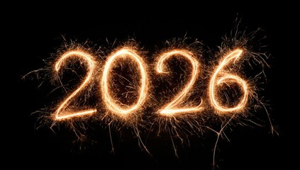 Glowing number formation symbolizing the year 2026 set against a contrasting black background