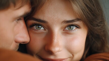 Obraz premium Close up portrait of a loving couple sharing an intimate moment focusing on their tender expressions and connection