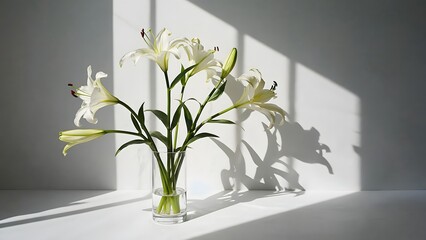 White flowers in vase with soft indoor light