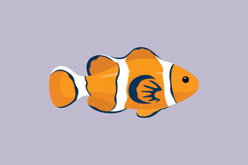 Clown fish sea animal. Sea animals Concept. Colored flat vector illustration isolated