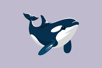 Orca whale marine animal. Sea animals Concept. Colored flat vector illustration isolated