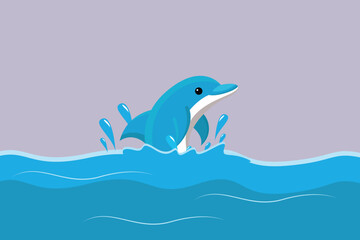 Sea animals Concept. Colored flat vector illustration isolated