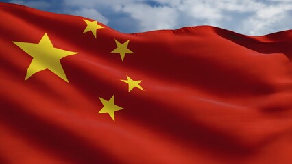 Close view of Chinese flag fabric texture